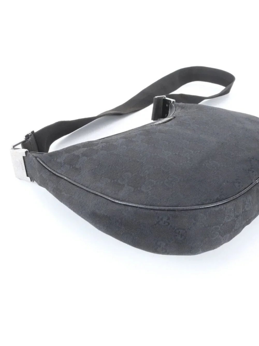 Gucci GG Canvas Leather Shoulder Bag Crossbody Hand Tote Black
